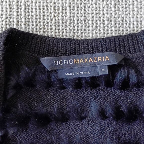 BCBGMAXAZRIA Black Rabbit Fur Bolero Shrug Vest Vintage | Size M - Picture 2 of 5